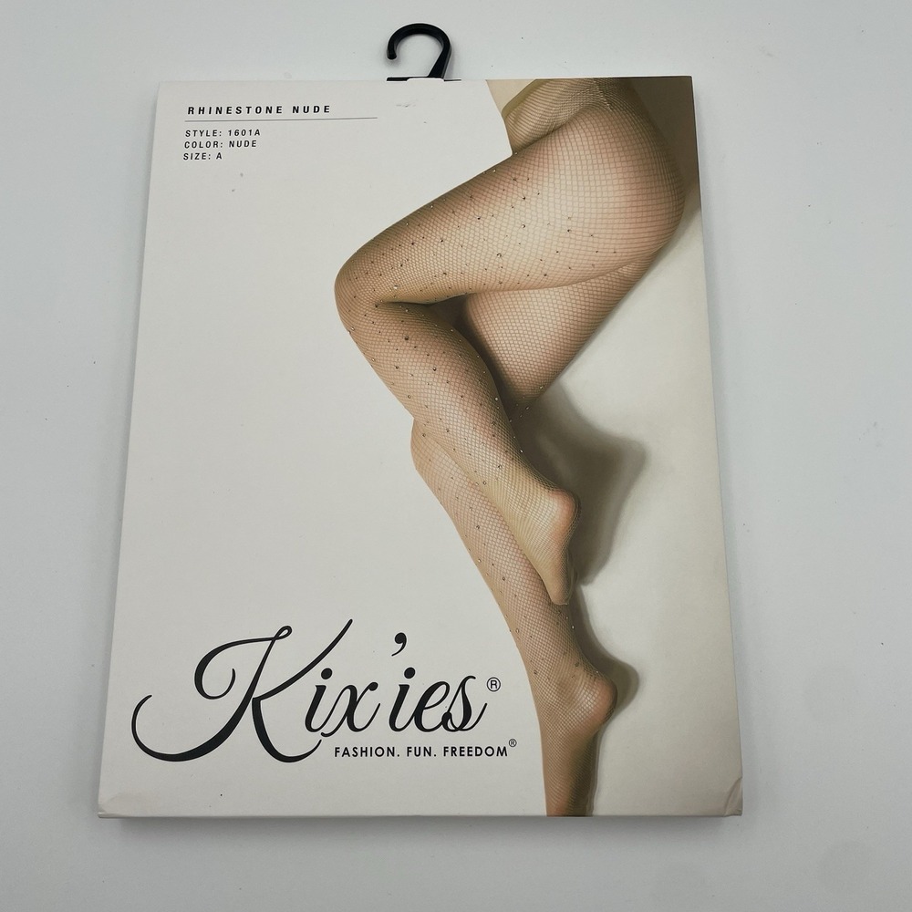 Rhinestone Nude Pantyhose Kix'ies Size A Style 1601A Fishnet Sparkly Sexy Nylons
